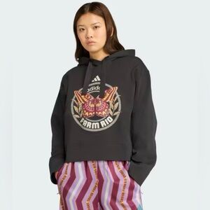 Adidas X Farm black hoodie, butterfly sweatshirt